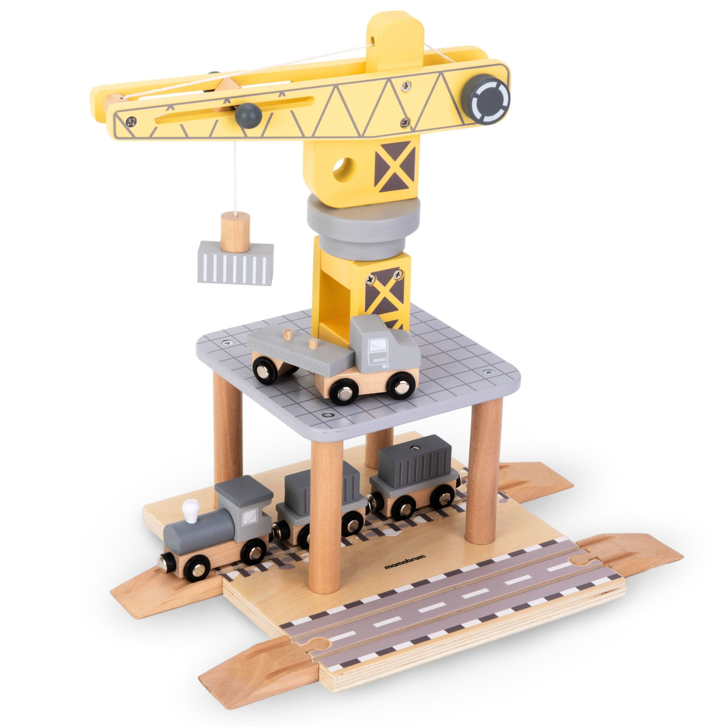 Mobil kikötői daru mágneses csörlővel és tartozékokkal - fából készült készlet