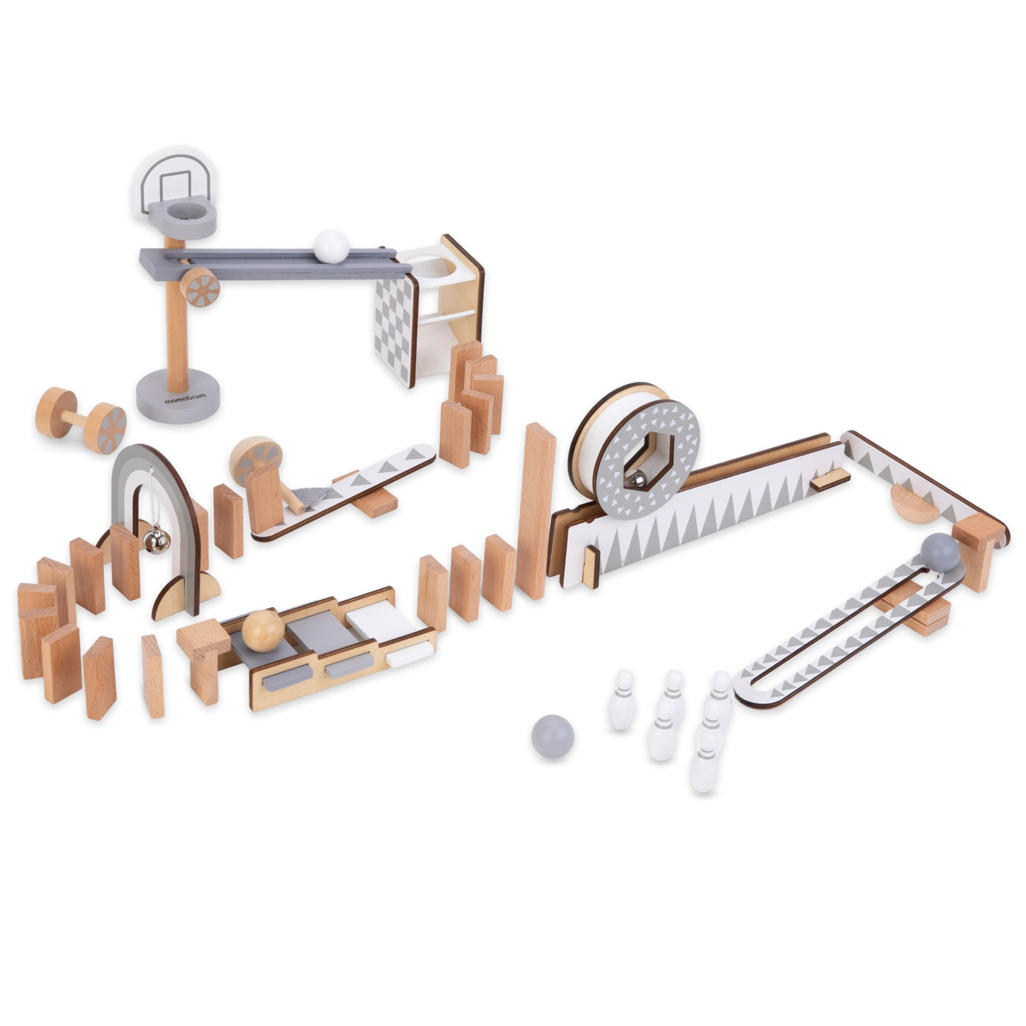 Fából készült dominó blokkok - akadálypálya - 48 elem