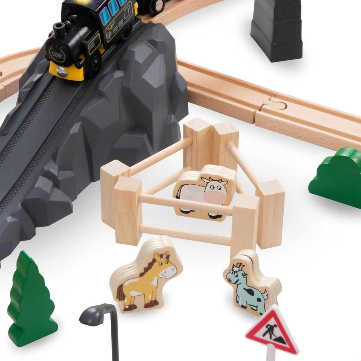 Favasút, akkumulátoros vonat - Város: sínek, autók, híd, repülőtér