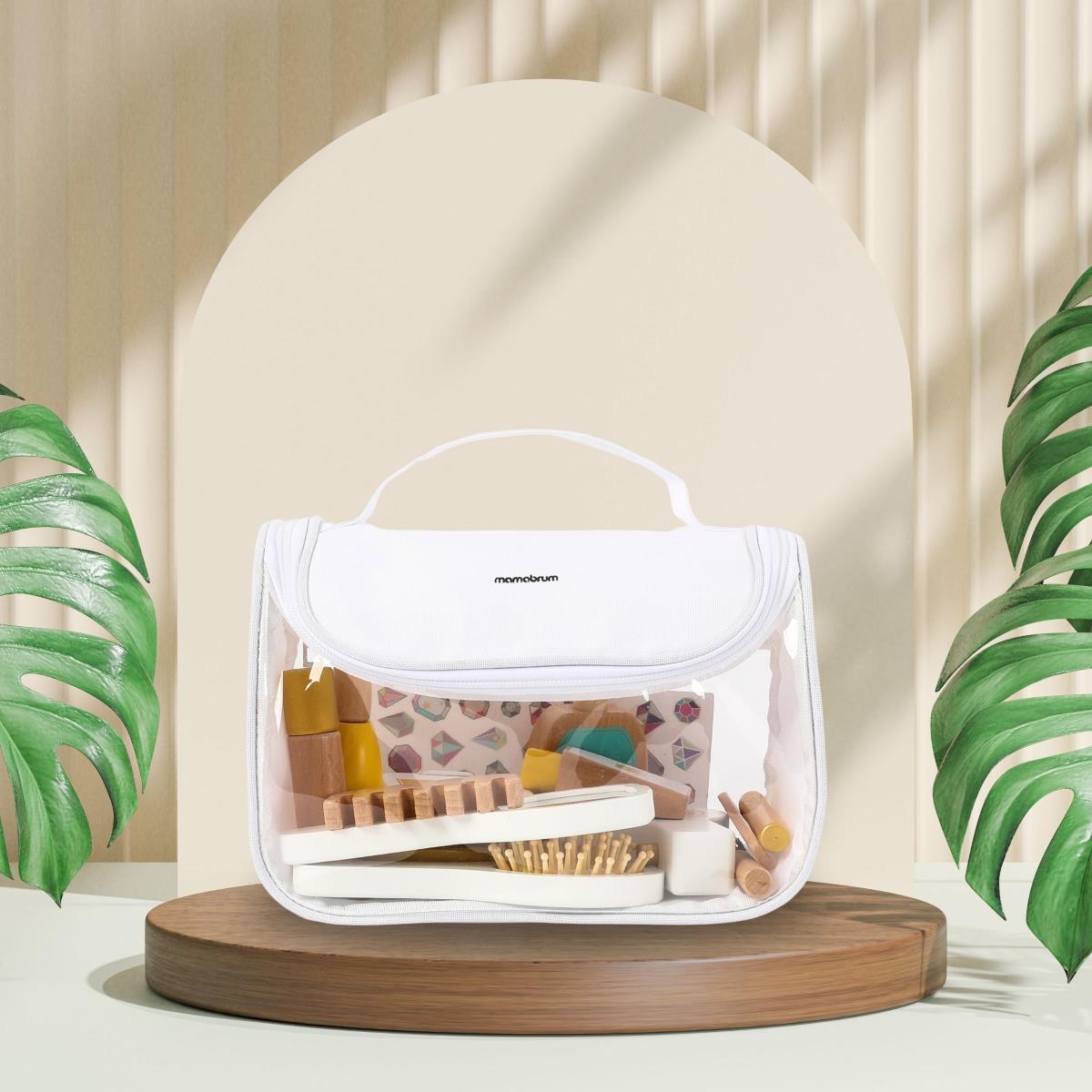 Sminkkészlet gyerekeknek - smink táska + fából készült kiegészítők, 15 db