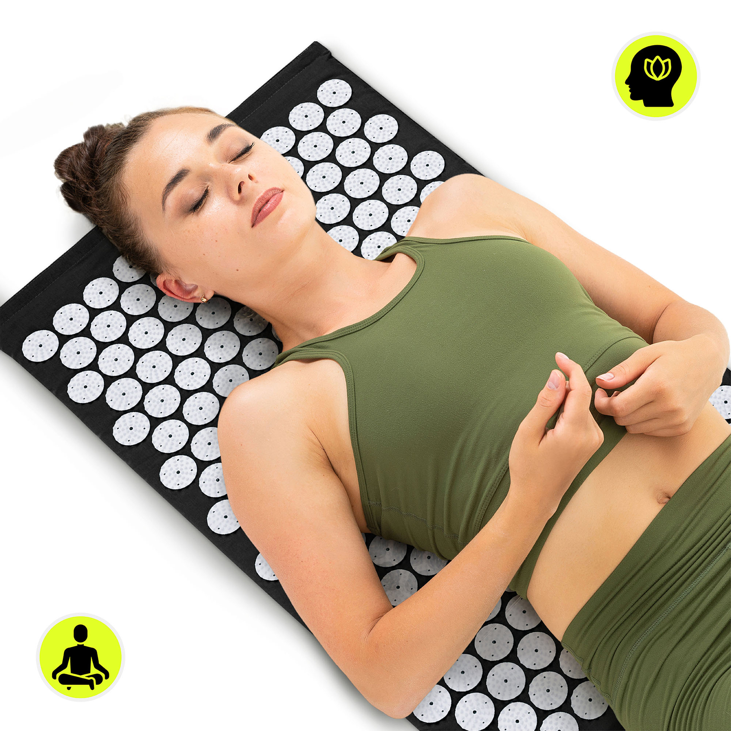 Akupresszúrás szőnyeg párnával és huzattal - 72 cm HyperMotion fekete-fehér