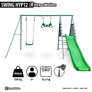 XXL kerti játszótér gyerekeknek hintával, tornatrapézzel és csúszdával