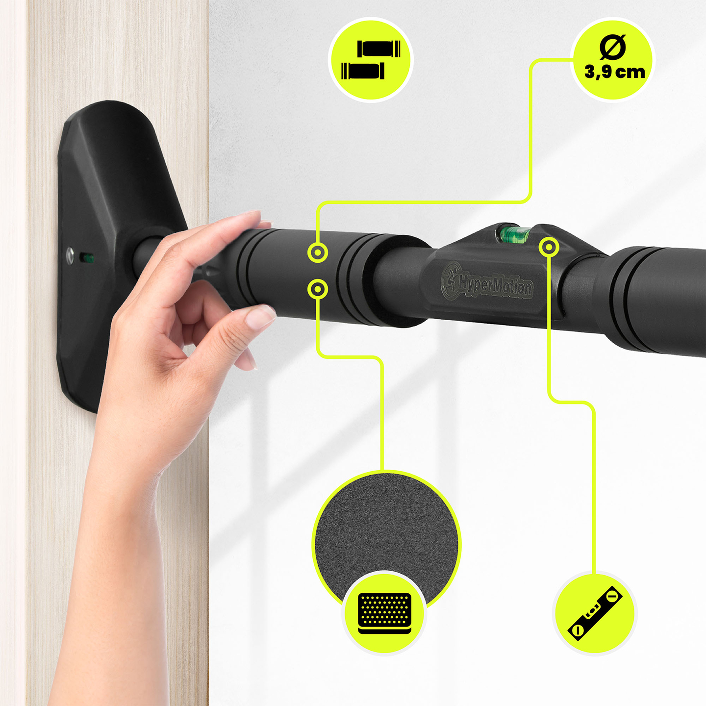 HyperMotion állítható húzódzkodó rúd 70–100 cm, 200 kg, fekete