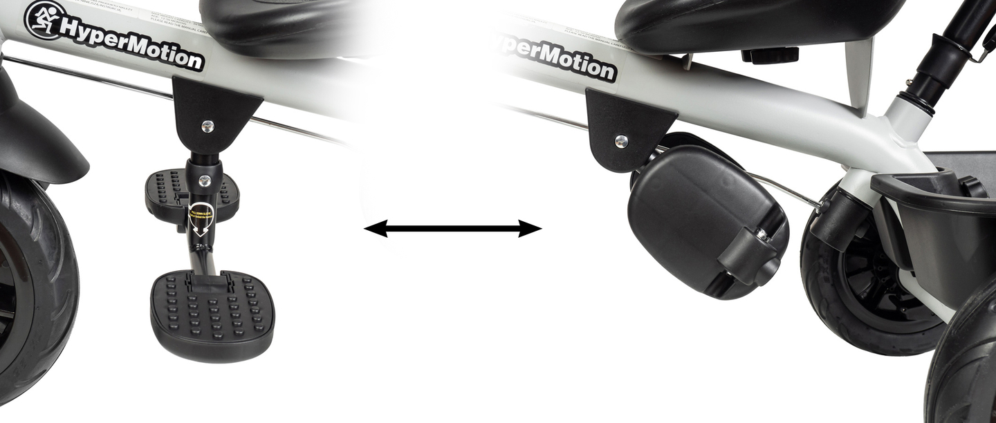 HyperMotion TOBI VECTOR háromkerekű - örökké tartó felfújható kerekek + tolórúd. Szín: fekete.