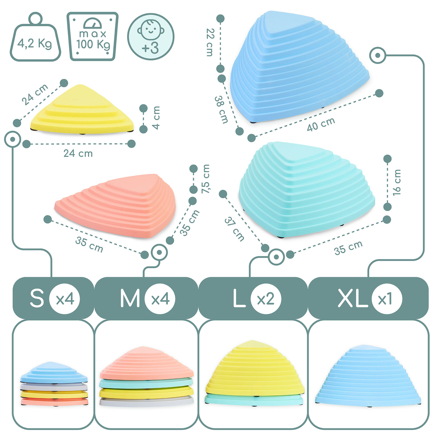 Színes kiegyenlítő kövek - 11 db
