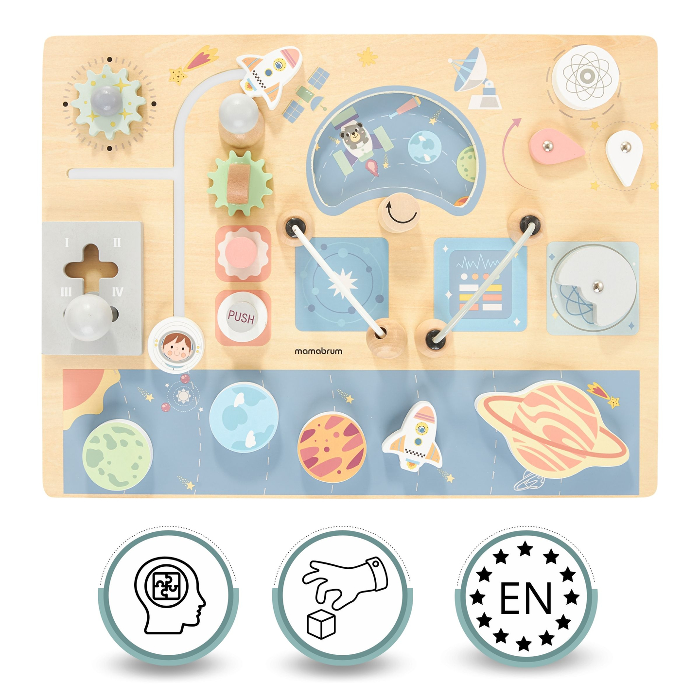 Fából készült manipulatív tábla - Kozmosz