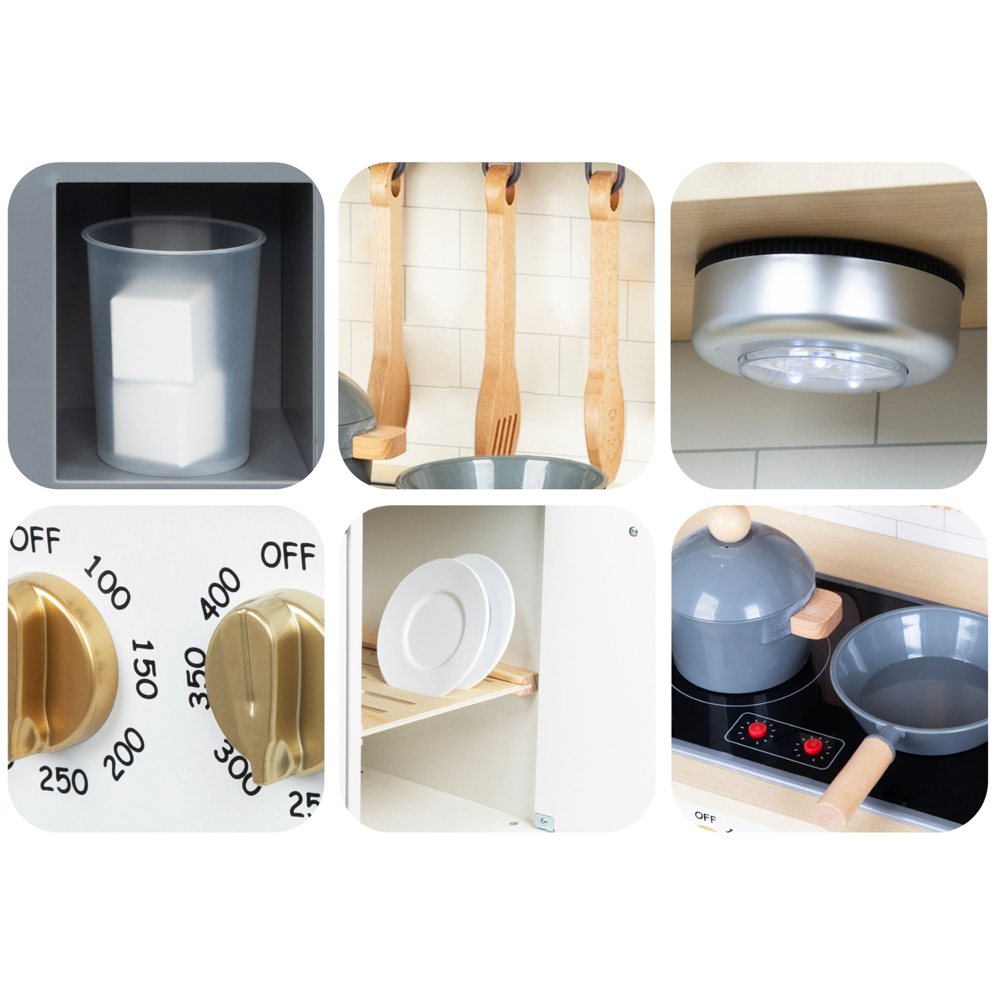 Interaktív XXL fa konyha kiegészítőkkel és LED világítással - kétszintes