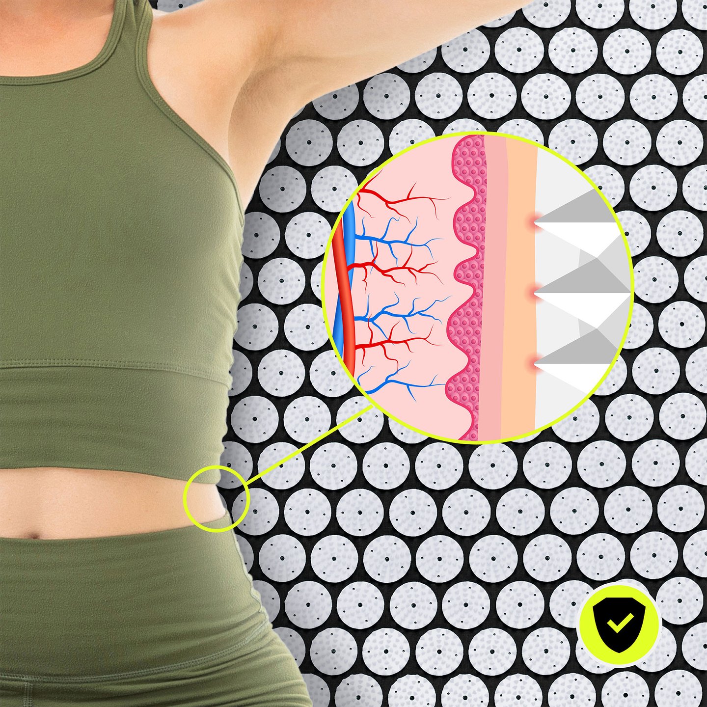 Akupresszúrás szőnyeg párnával és huzattal - 72 cm HyperMotion fekete-fehér