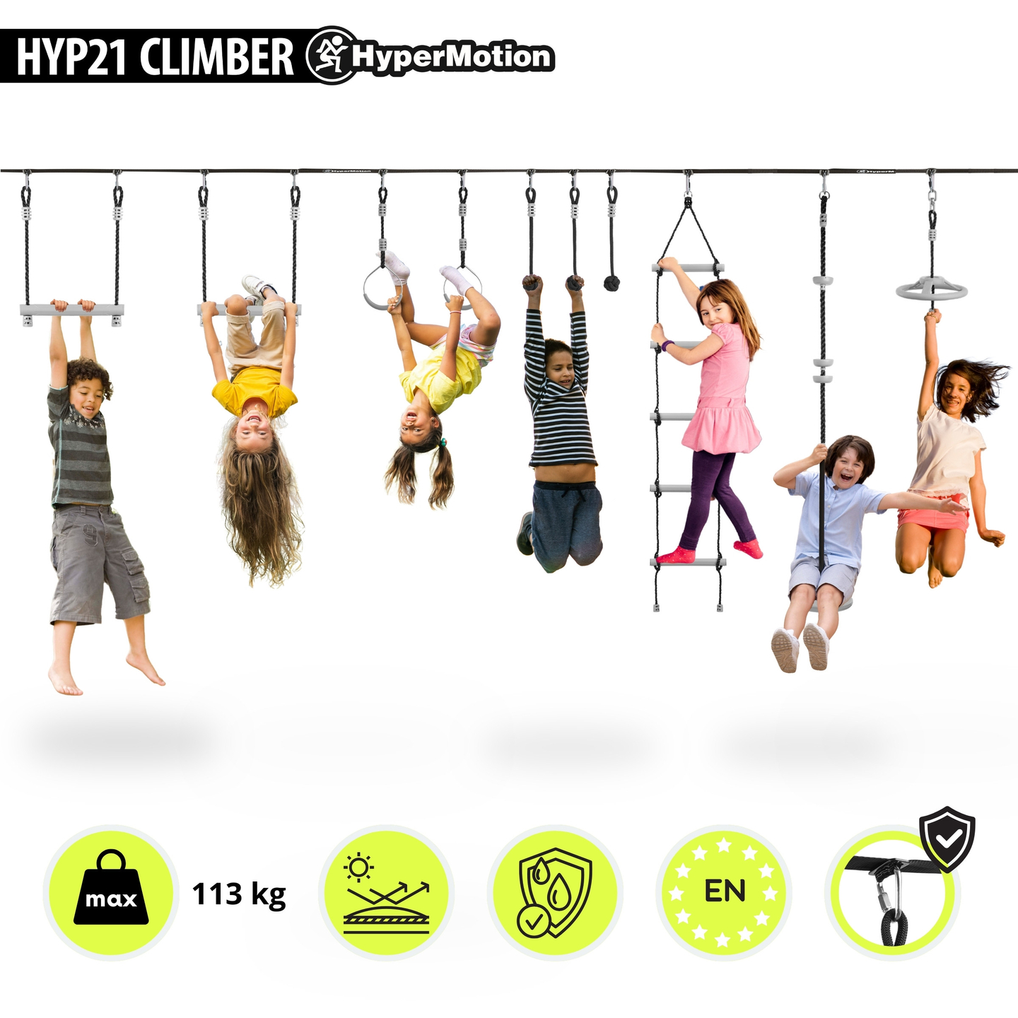 Ninja akadálypálya gyerekeknek - HyperMotion slackline szett - 10 akadály