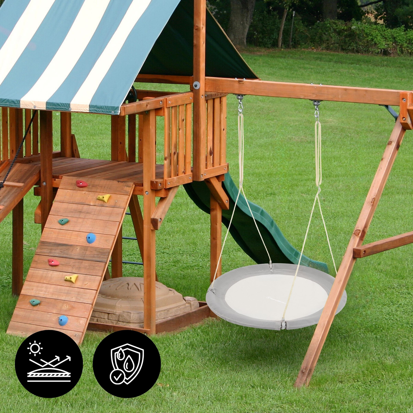 HyperMotion gólyafészek hinta - 100 cm átmérőjű, szürke színben