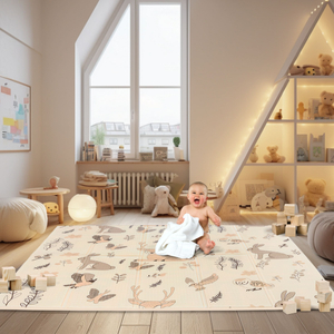 Kétoldalas összecsukható habszivacs szőnyeg 180 x 120 x 1 cm - Magic Forest/Autumn Streets - boho