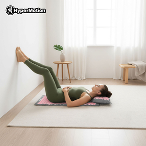 Öko vászon akupresszúrás szőnyeg kókuszrosttal és hajdinapárnával – 68 cm HyperMotion szürke és rózsaszín