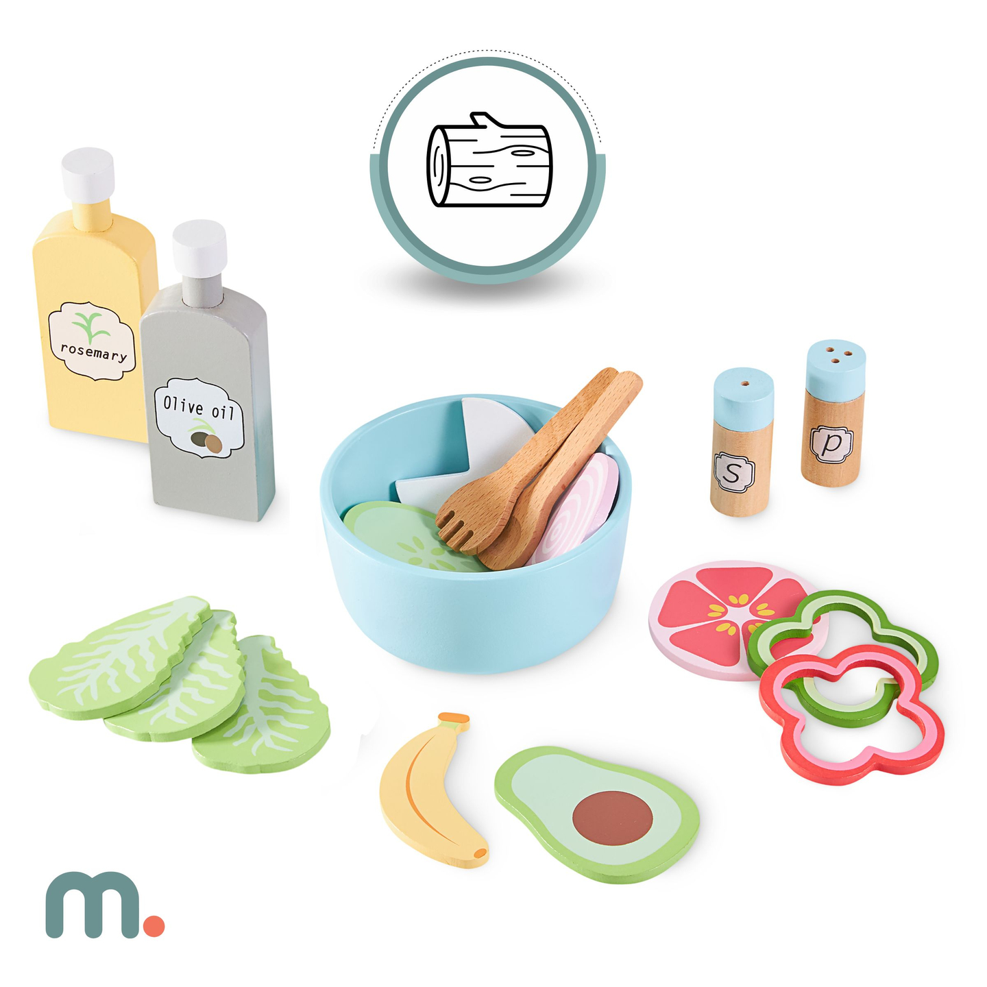 XXXXL nagy, fából készült interaktív konyha LED világítással, mosógép mikrohullámú kávéfőzővel, zöldség- és gyümölcskészlettel - 50 elemmel