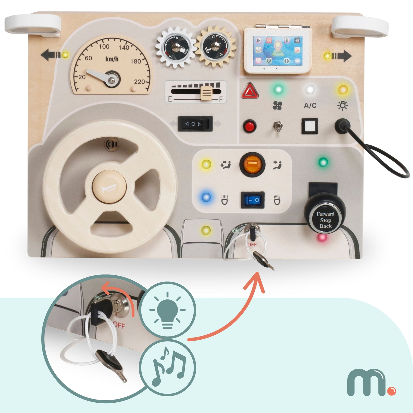 Montessori fa játéktábla kisgyermekeknek - autó műszerfal