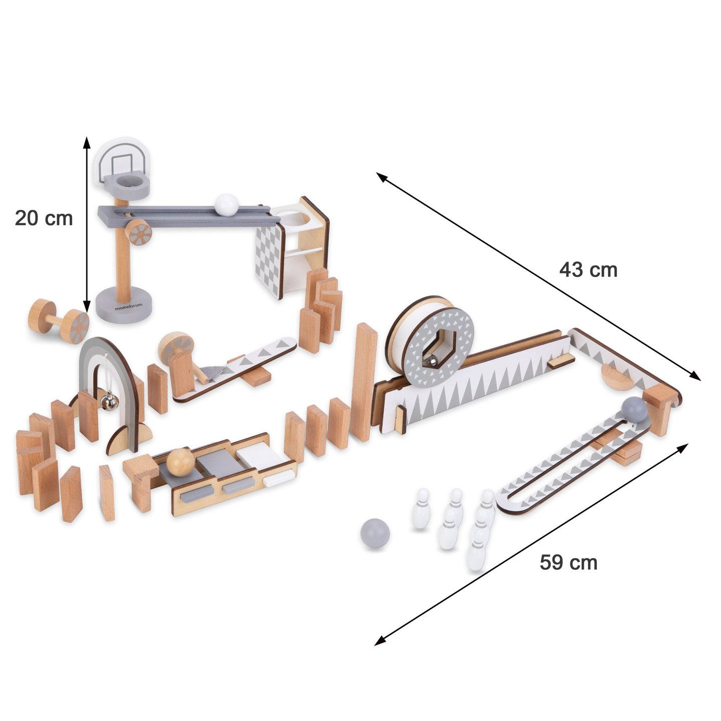Fából készült dominó blokkok - akadálypálya - 48 elem