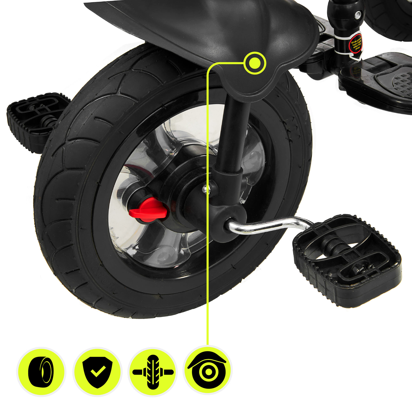 Háromkerekű gyerekeknek 1-4 éves korig - TOBI FREY - rózsaszín szín - forgatható - pumpás kerekek + tolóerő