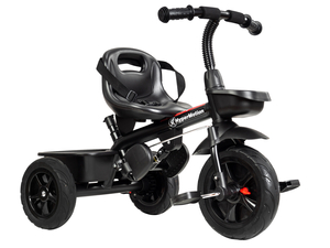 HyperMotion TOBI VECTOR háromkerekű - örökké tartó felfújható kerekek + tolórúd. Szín: fekete.