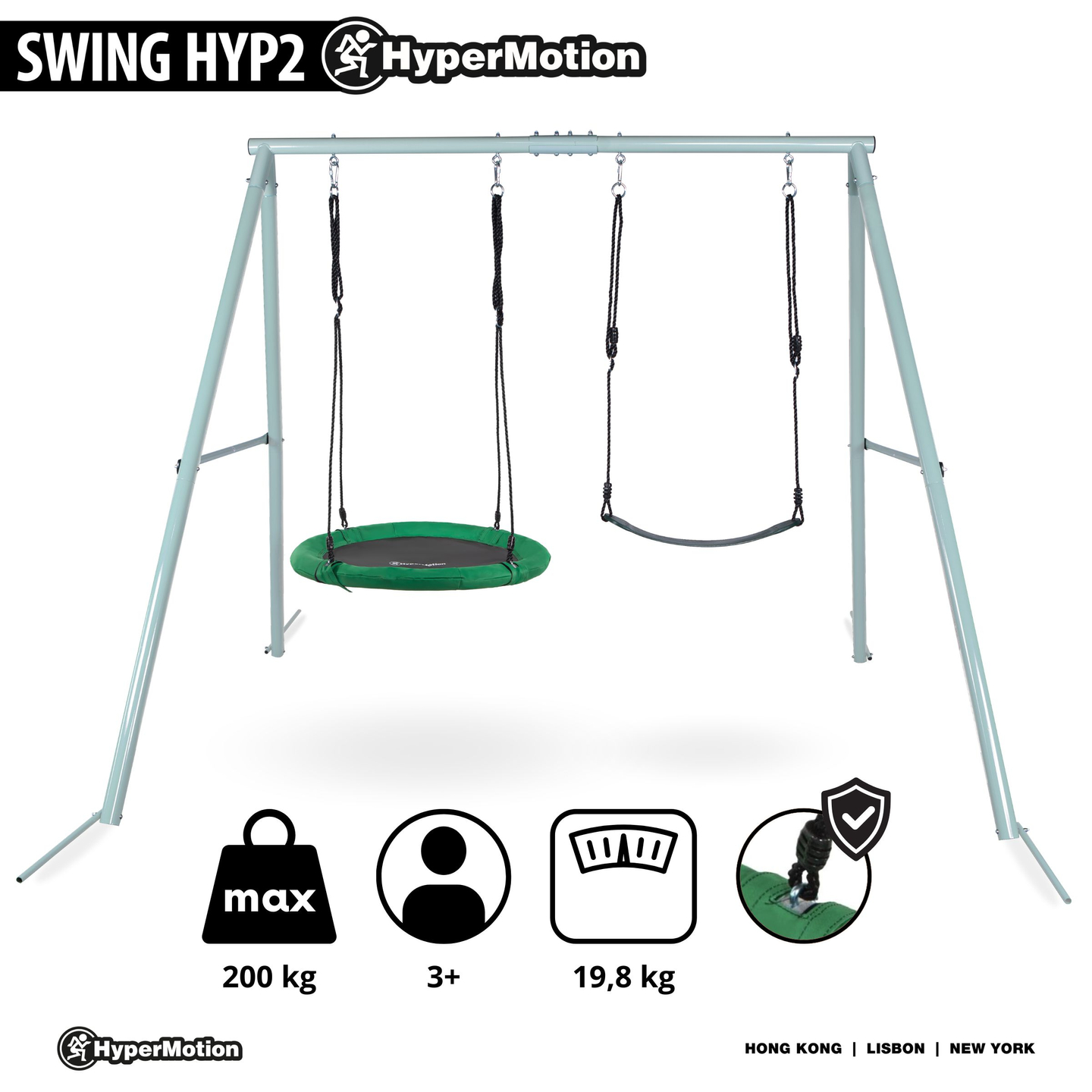 Dupla kerti hinta kerettel és kötelekkel - ülőke és gólyafészek