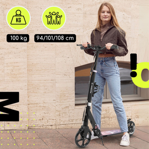 Kétkerekű roller fiatal felnőtteknek - lengéscsillapítóval - HyperMotion Skyline - rózsaszín, alumínium - 100kg