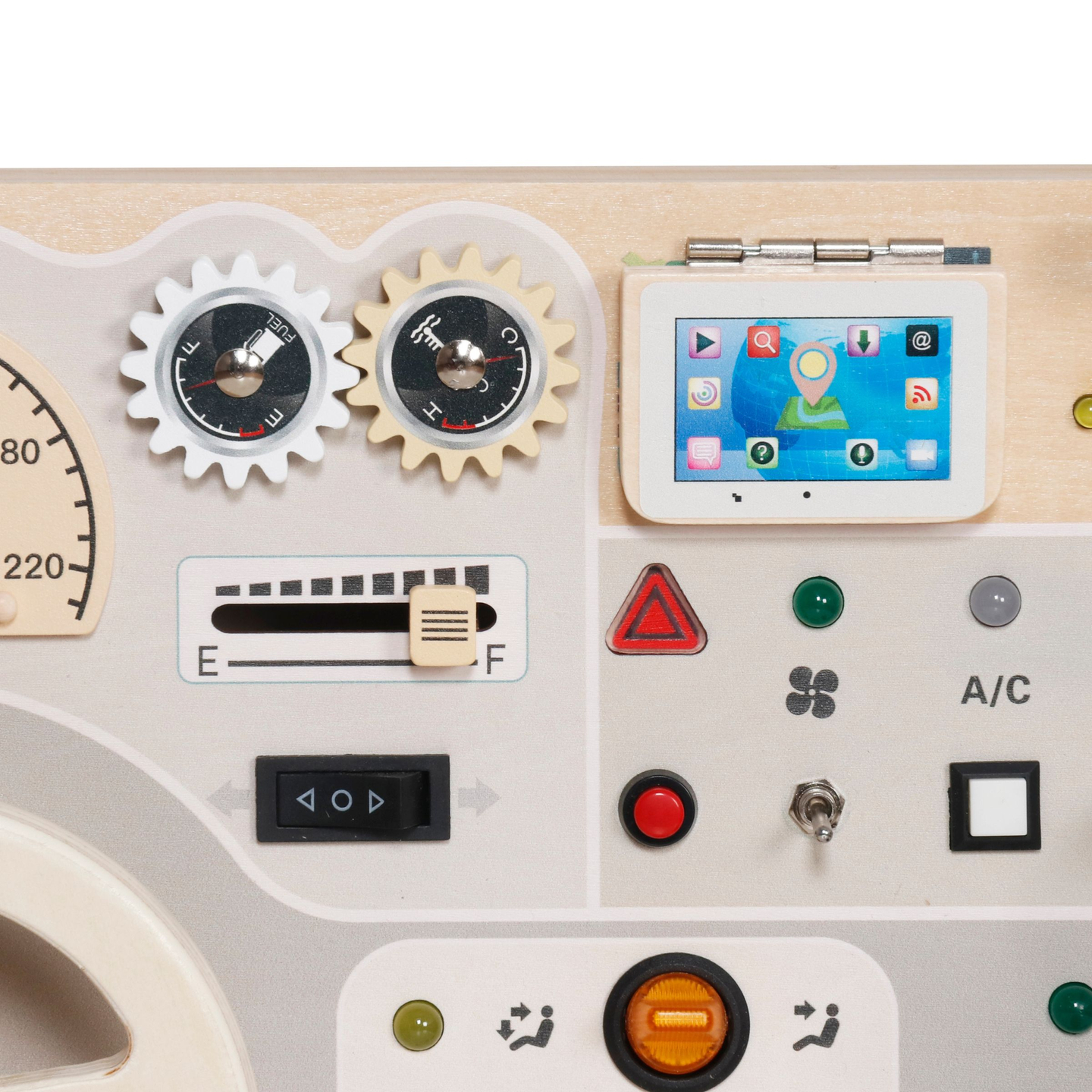 Montessori fa játéktábla kisgyermekeknek - autó műszerfal