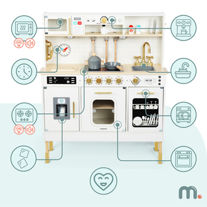 Interaktív XXL fa konyha kiegészítőkkel és LED világítással - kétszintes