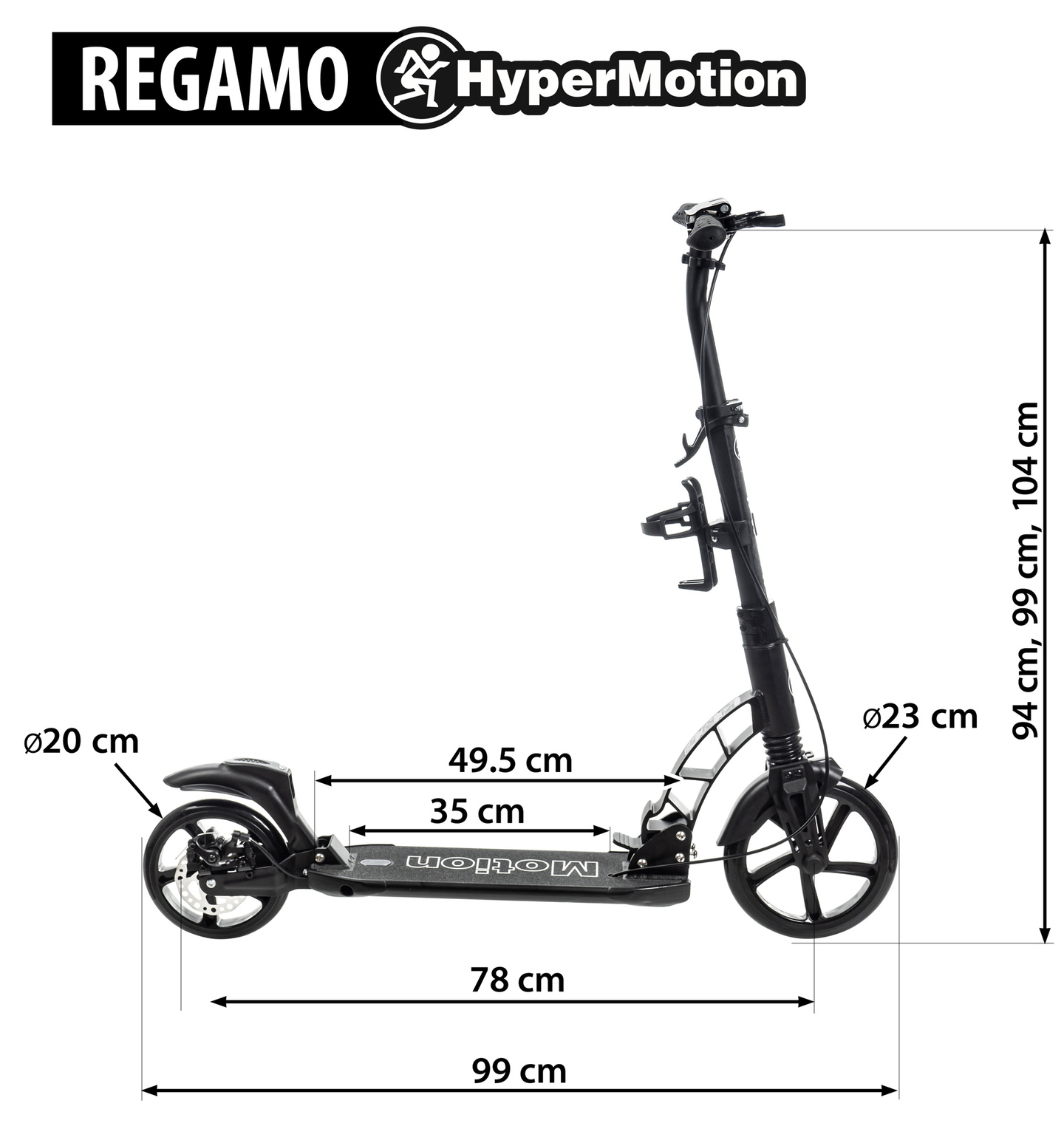 HyperMotion REGAMO felnőtt robogó - fekete
