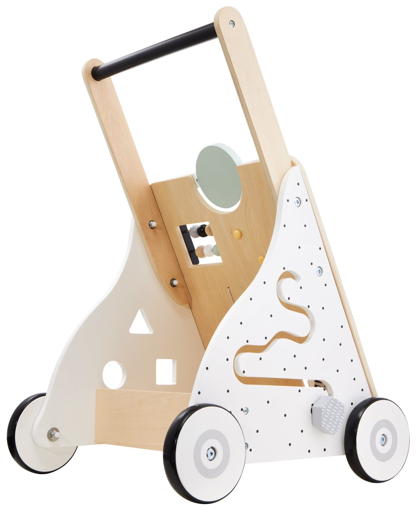 Fából készült, oktató babakocsi / babakocsi - manipulatív tábla