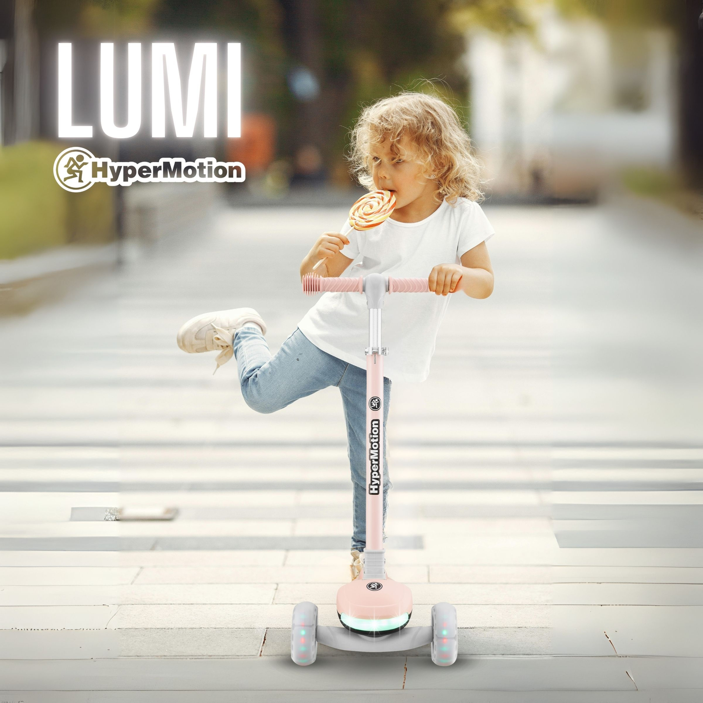 HyperMotion LUMI 3 az 1-ben egyensúlyozó roller - megvilágított platform és LED kerekek, rózsaszín színben