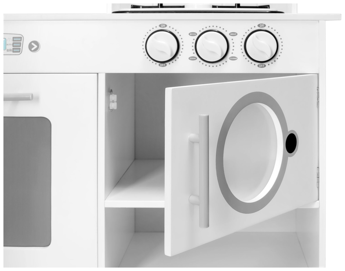 XXXL sarok fából készült konyha hűtőszekrénnyel, sütővel, mosógéppel, köténnyel és kiegészítőkkel