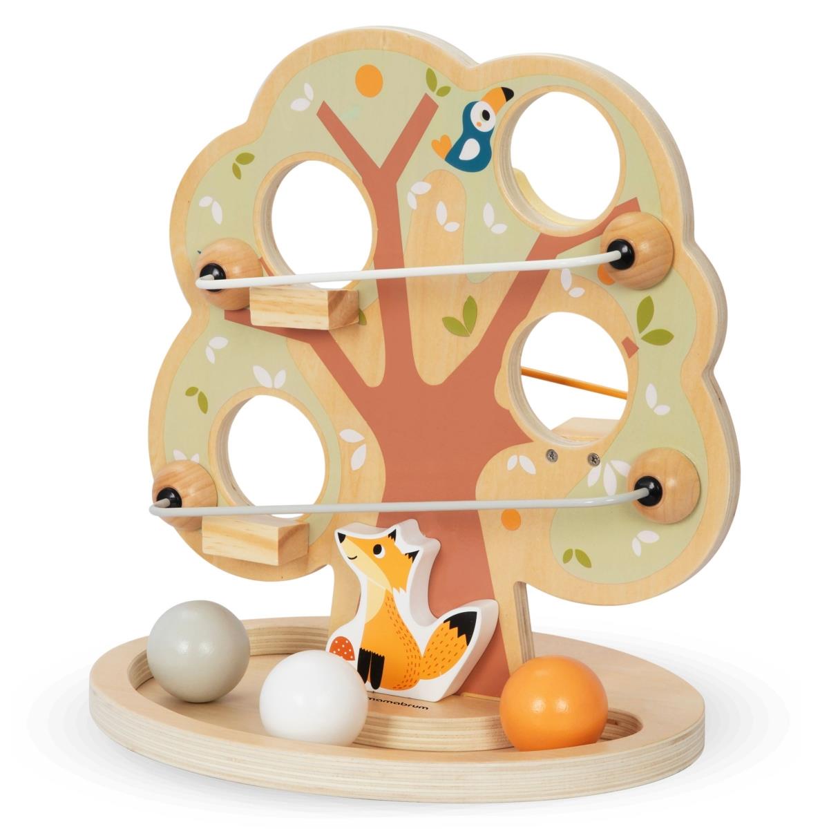 Fából készült golyós csúszdapálya - Zöld fa