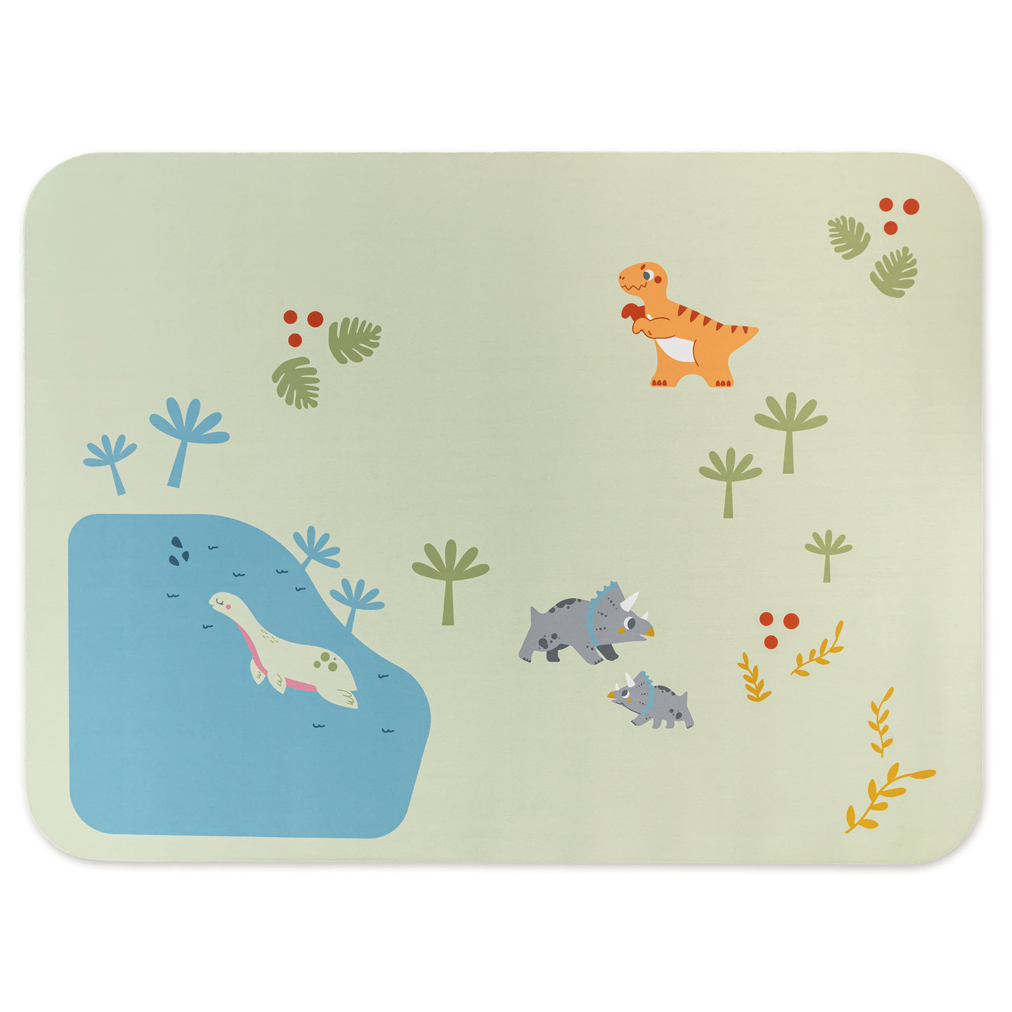 Dino Park fa vonat csúszásgátló szőnyeggel - dinoszauruszok, vonat, sínek, vulkán, harang