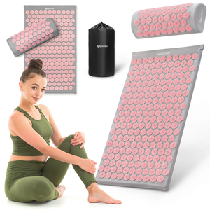 Akupresszúrás szőnyeg párnával és huzattal - 72 cm HyperMotion szürke és rózsaszín