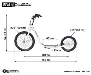 HyperMotion RIVA városi roller 50 cm-es és 40 cm-es felfújható kerekekkel