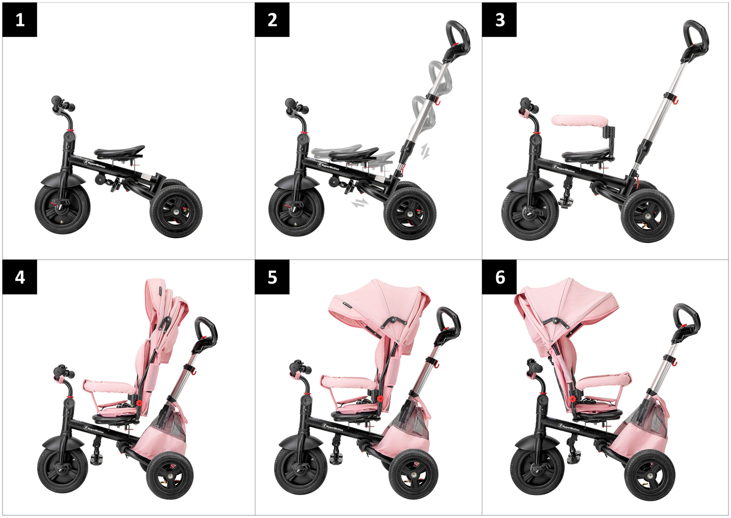 Tricikli Tobi Velar + esővédő fólia - rózsaszín