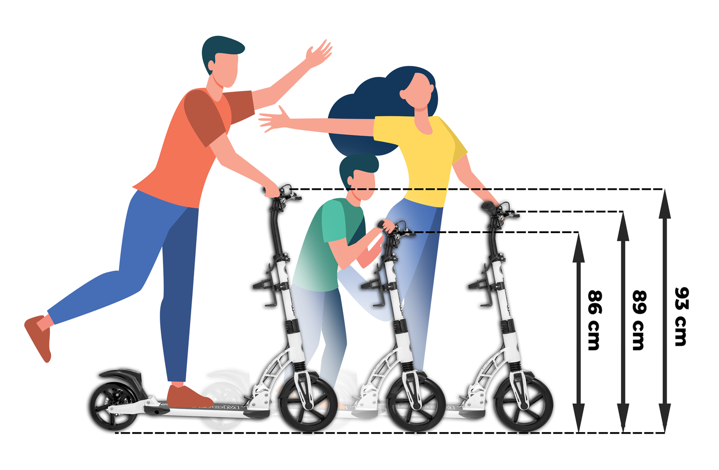 HyperMotion RIVA városi roller 50 cm-es és 40 cm-es felfújható kerekekkel