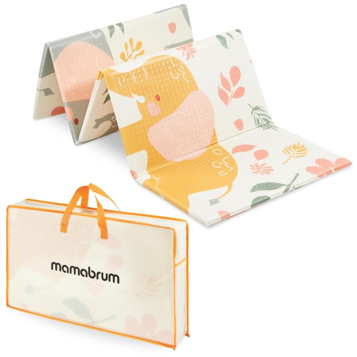 Kétoldalas összecsukható habszivacs szőnyeg 180 x 120 x 1cm - Egzotikus elefántok/finom szürke