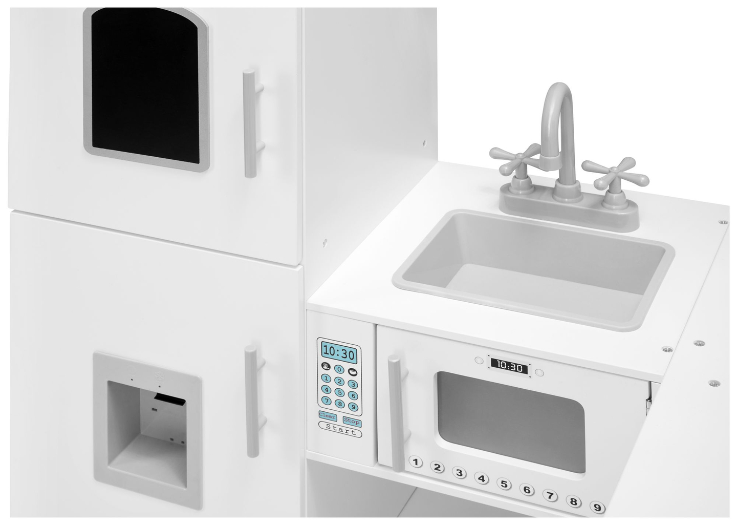 XXXL sarok fából készült konyha hűtőszekrénnyel, sütővel, mosógéppel, köténnyel és kiegészítőkkel