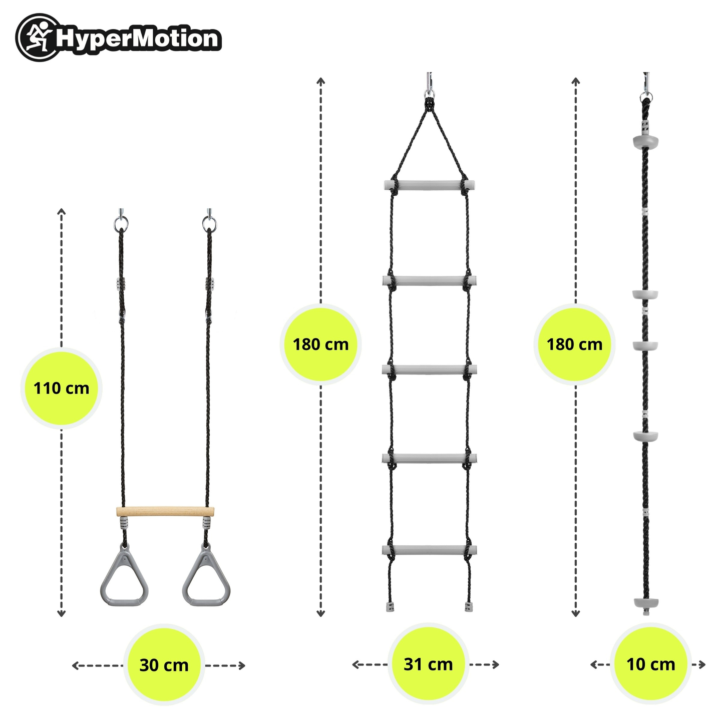 Ninja akadálypálya gyerekeknek - HyperMotion slackline készlet - 9 akadály