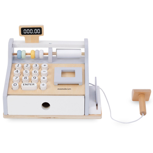 Fából készült pénztárgép tartozékokkal