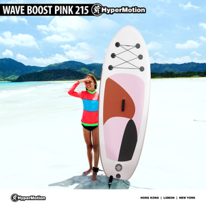 Felfújható SUP deszka gyerekeknek Stand Up Paddle 215cm lapáttal - HyperMotion WAVE BOOST PINK 215