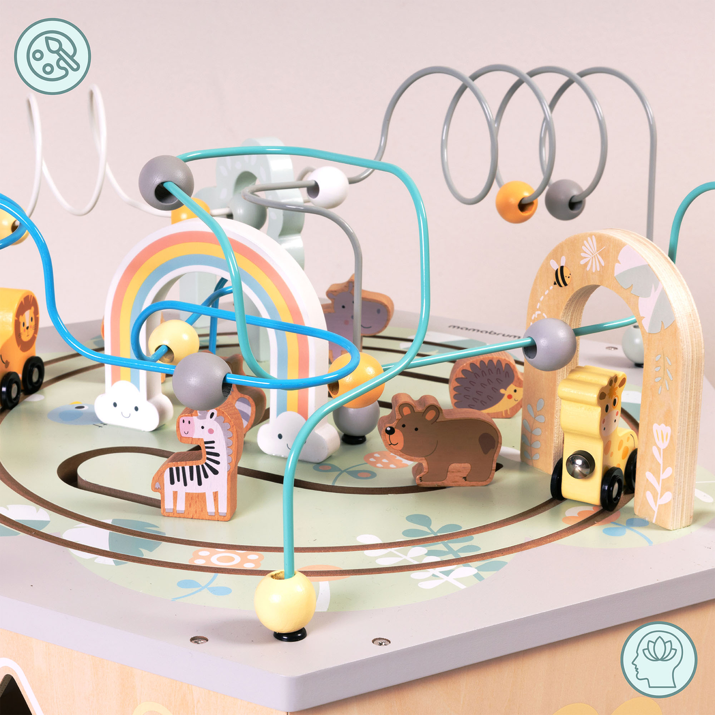 Nagy fa oktatókocka - Montessori játék mágneses vonattal és motoros hurkokkal