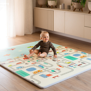 Kétoldalas habszőnyeg XXL - tekercs 2 cm (utak és cikkcakk)