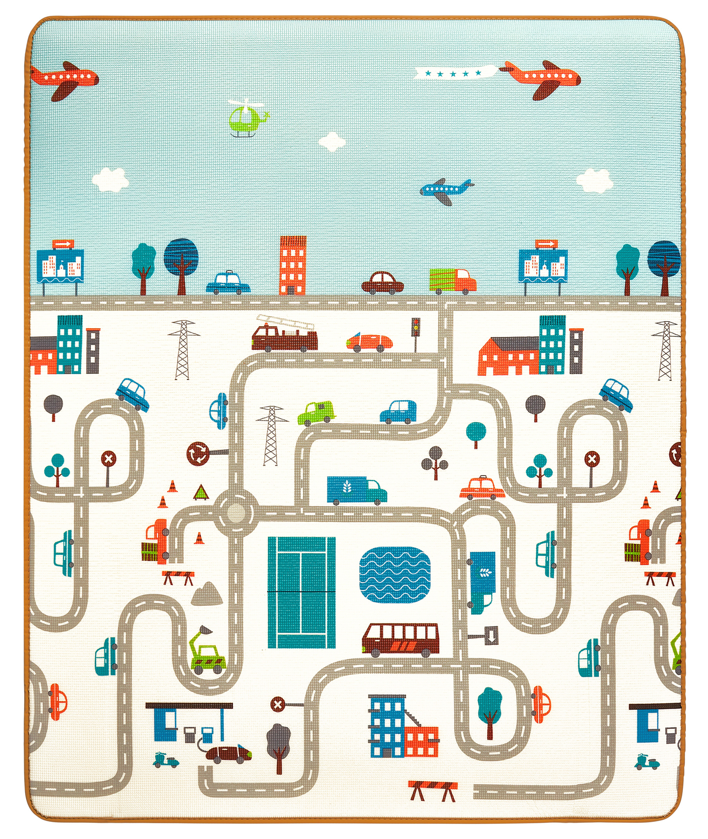 Kétoldalas habszőnyeg XXL - tekercs 2 cm (utak és cikkcakk)