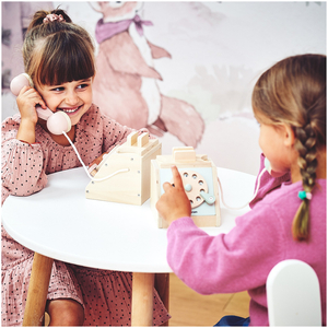 Retro fa telefon - pasztell rózsaszín