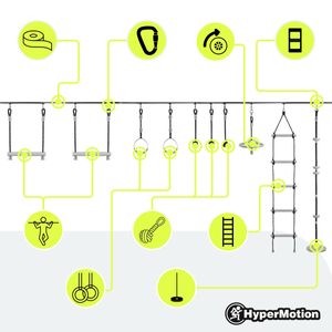 Ninja akadálypálya gyerekeknek - HyperMotion slackline szett - 10 akadály