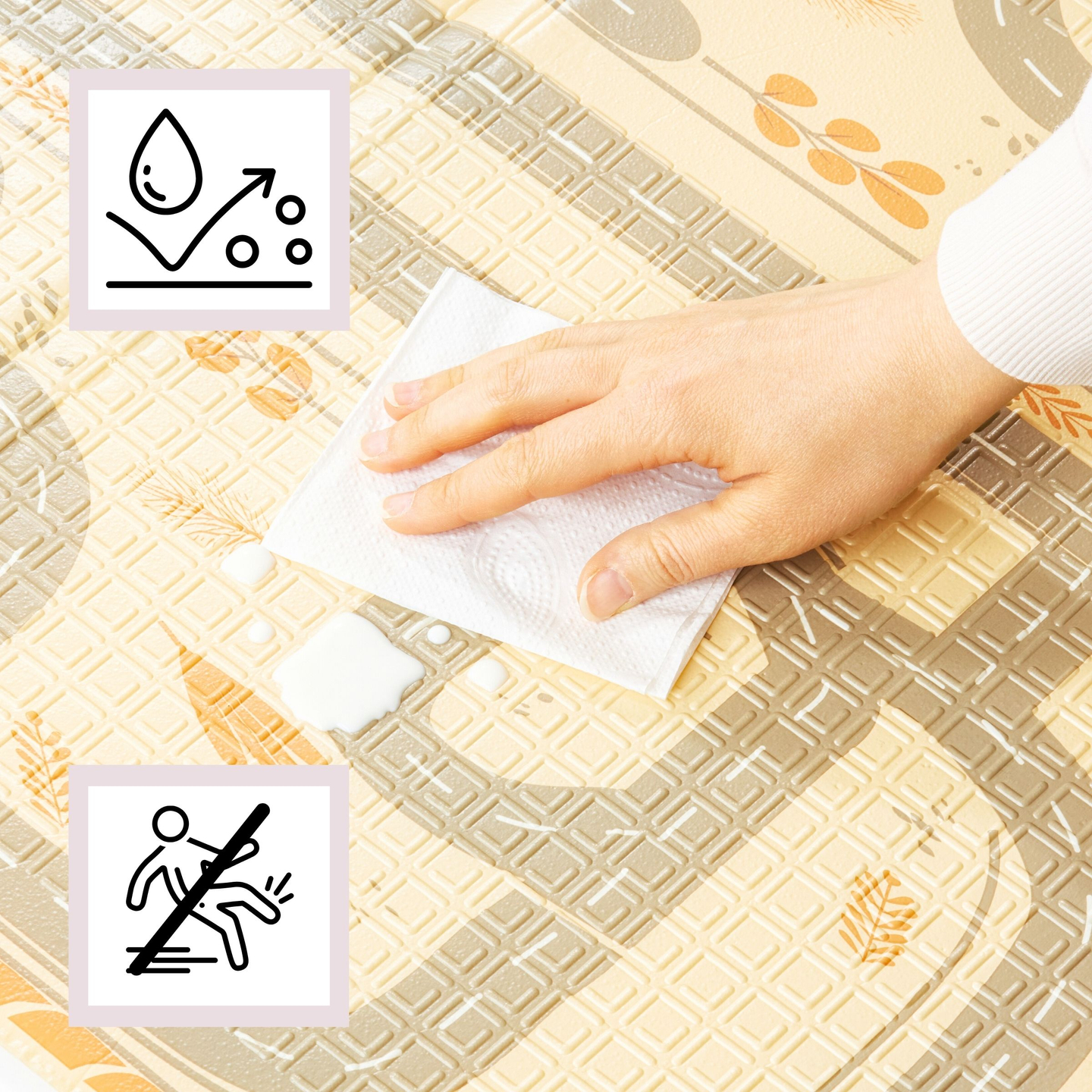 Kétoldalas összecsukható habszivacs szőnyeg 180 x 120 x 1 cm - Magic Forest/Autumn Streets - boho