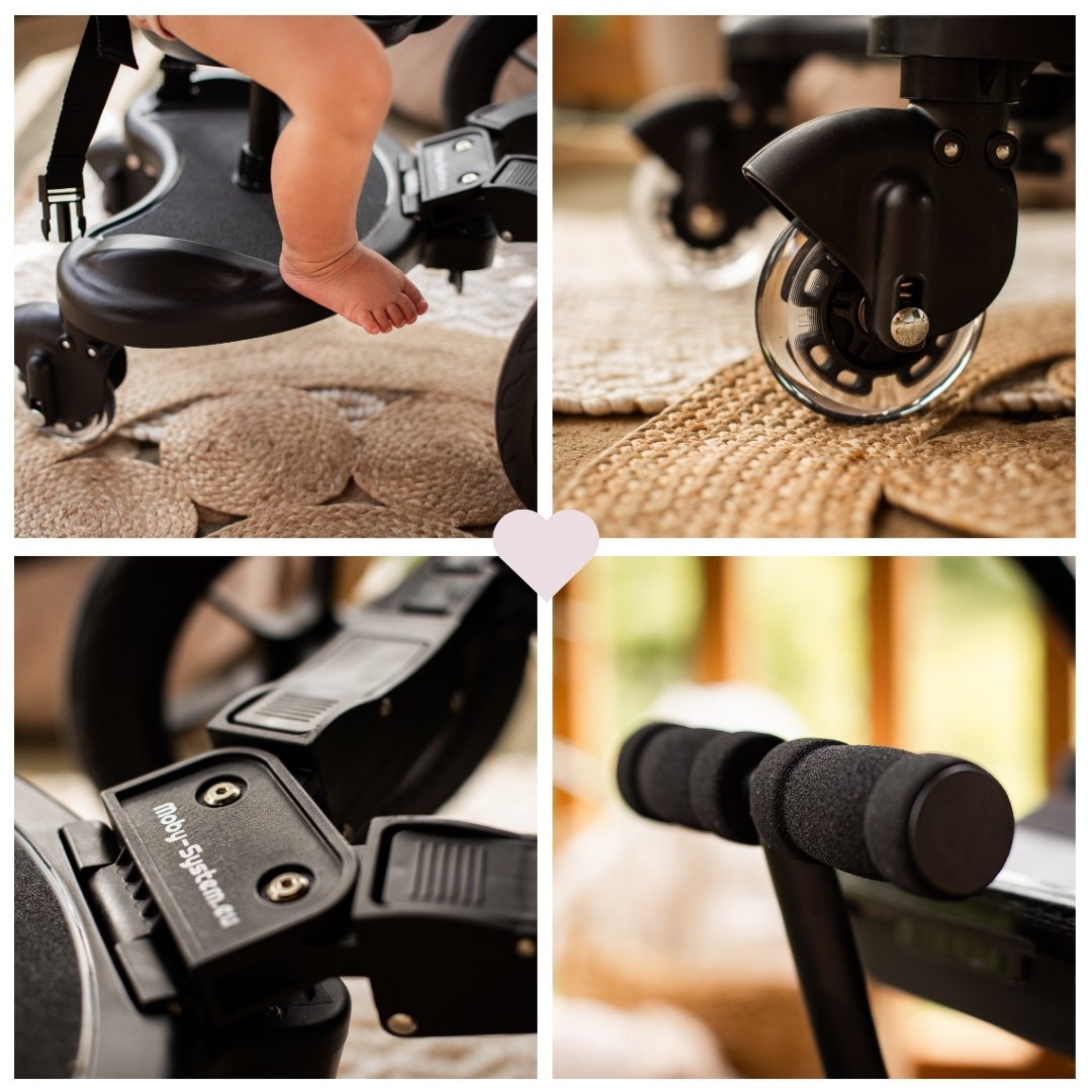 Babakocsira csatlakoztatható pótkocsi MR BUGGY - LED kerekek