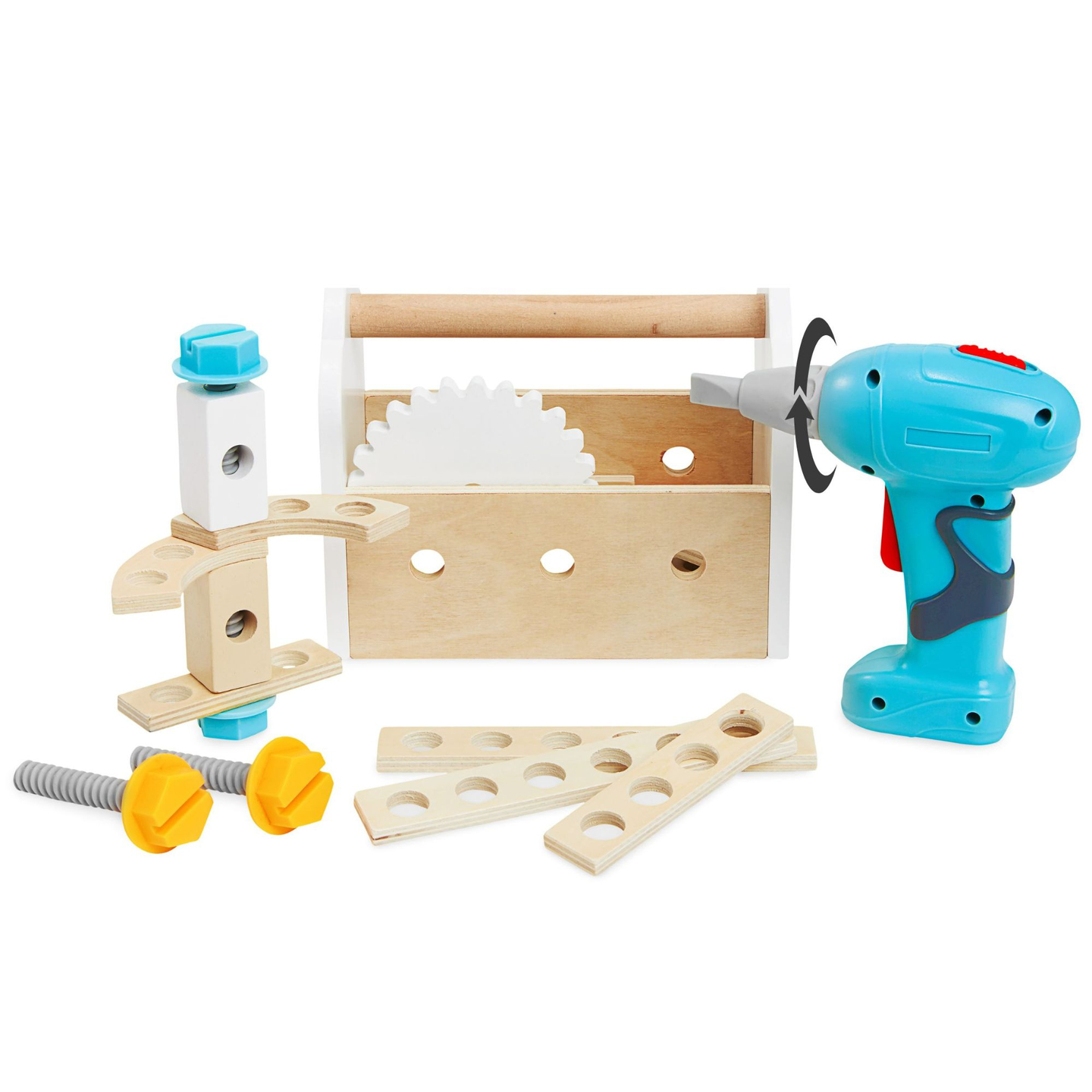 XXL nagy fa műhely szerszámokkal - barkácskészlet, 74 elemmel