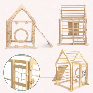 Fedett játszótér gyerekeknek - egy ház létrákkal és csúszdával