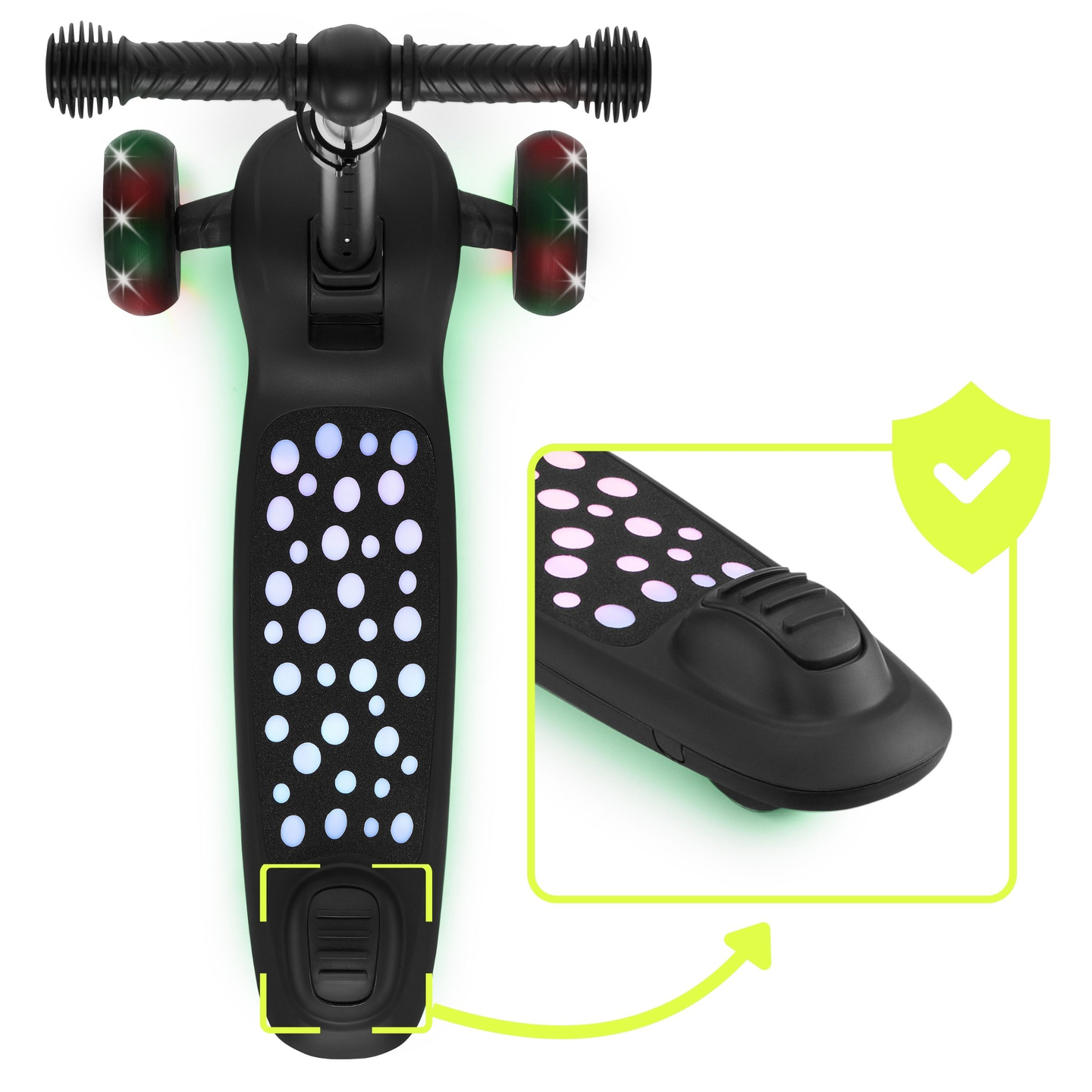 HyperMotion LUMI 3 az 1-ben egyensúlyozó roller - megvilágított platform és LED kerekek, fekete színben